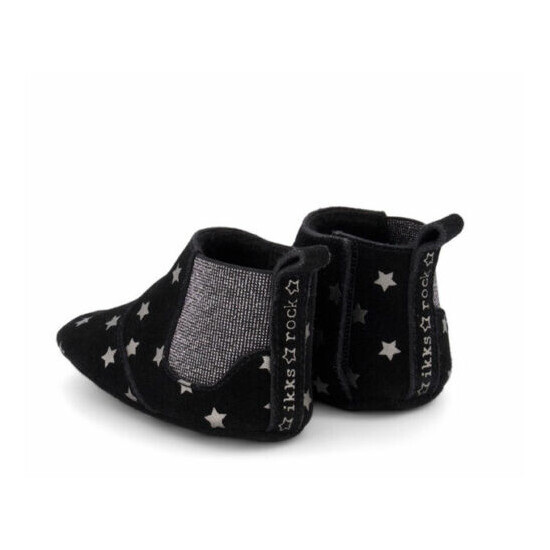 IKKS black suede star print crib shoes size 17/18 baby shower gift image {3}