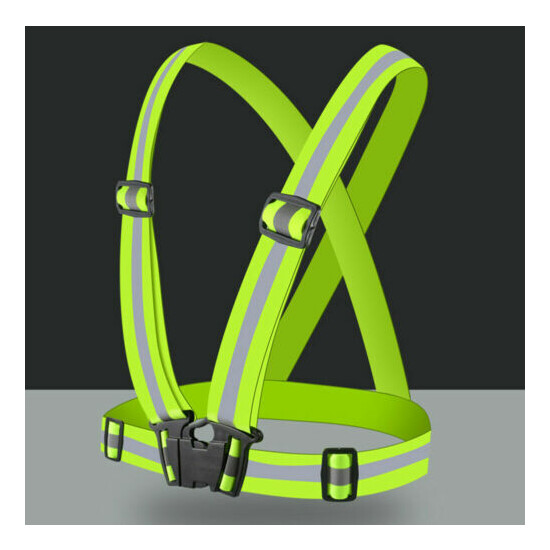 High Visibility Suspenders Reflective Harness Belt Strap Traffic Running Safety image {2}