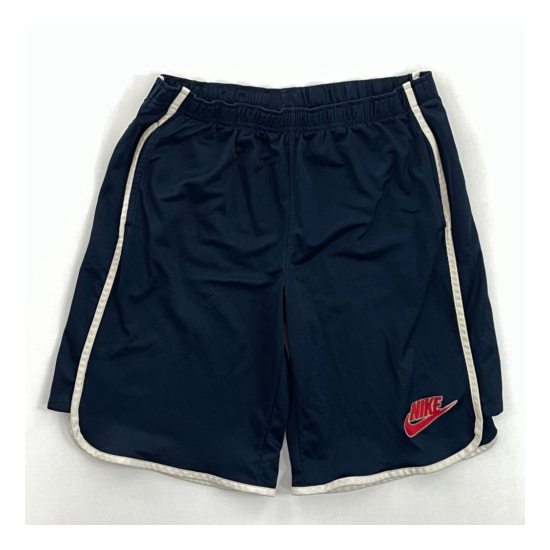 Nike Mens Activewear Shorts Blue Red Logo Elastic Waist Pull On Vintage XL 18-20 image {1}