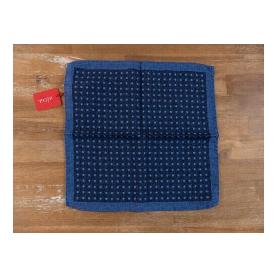 ALTEA Milano blue polka dots motif wool silk mix pocket square authentic - NWT image {1}
