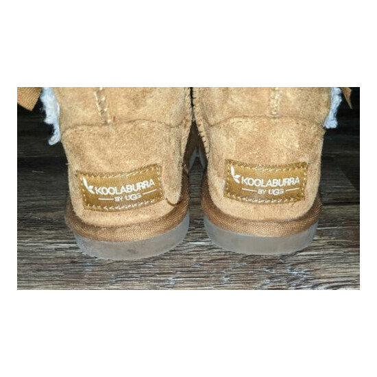 Koolaburra by UGG 1090330 girls brown suede shearling lined boots with bows 8 image {6}