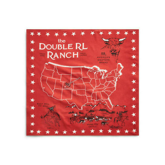 RRL Ralph Lauren Western Ranch USA Map Bandana Scarf image {1}