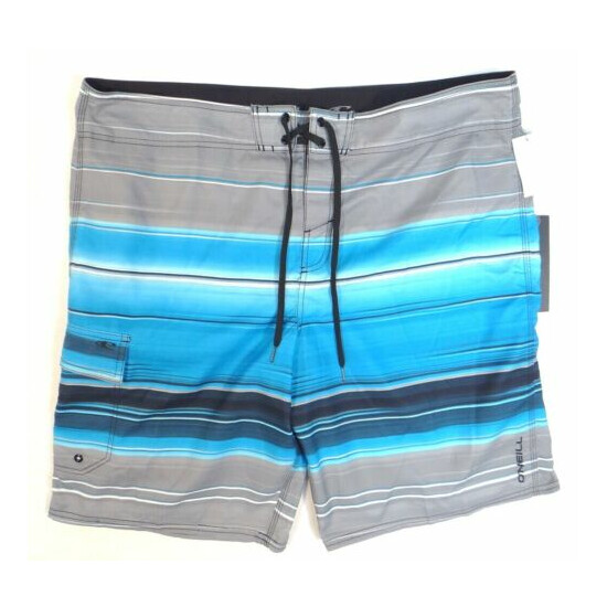 O'Neill Gray & Blue Stripe Aruba Boardshorts Men's NWT image {1}