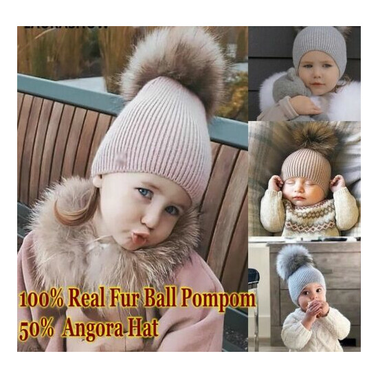 Baby Hat Beanie Winter Cap Warm Kids Toddler Knit Boy Girl Scarf Girls Fur Set  Thumb {2}