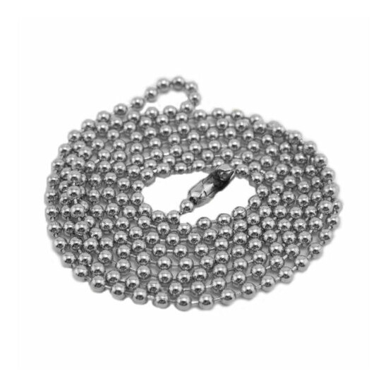 100 Nickel Plated Ball Bead Neck Chains - ID Badge Holder Lanyard Necklaces 36" image {3}