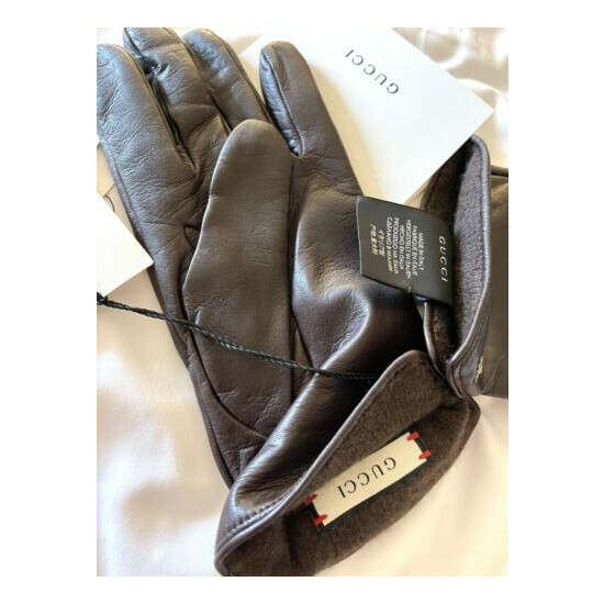 100% AUTH NWT $809 Gucci Mens Leather Gloves Bee Size 8.5 image {1}