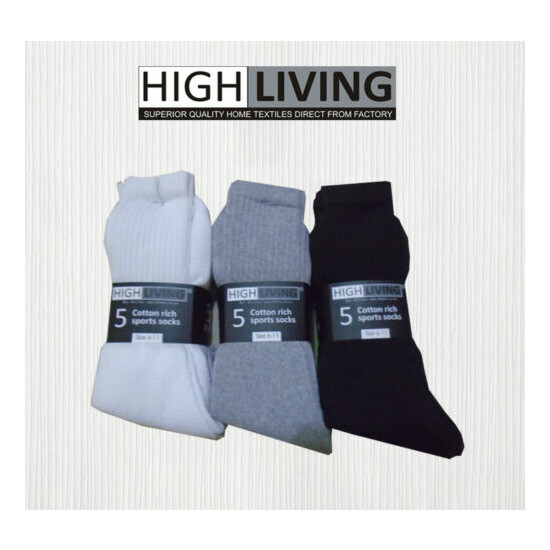 15 Pairs of Mens Sport Socks Cushion Sole Black White Grey Cotton Rich Size 6-11 image {1}