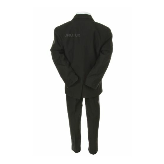 6pc Baby Toddler Boys Formal Wedding Black Suit Tuxedo + Extra Color Necktie S-7 image {4}
