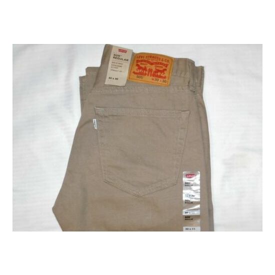 LEVIS 505 Regular Fit Jeans Straight Leg Extra Room In Thigh Timberwolf Khaki image {3}