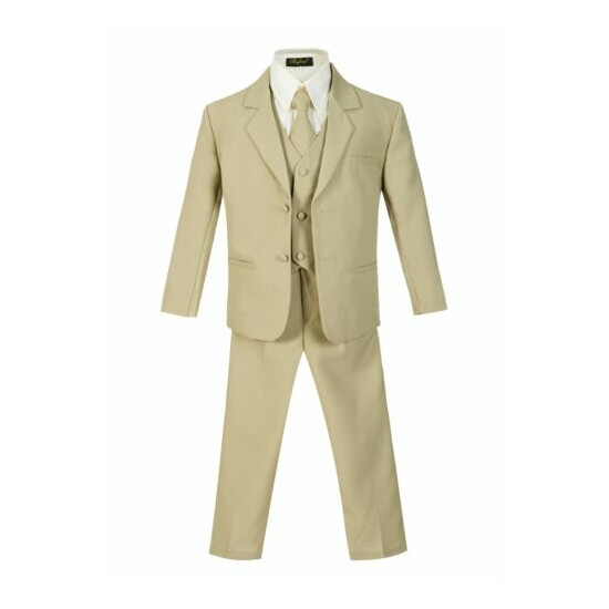 Slim Baby kids Boys Bridal Formal suit 5 pcs set coat,vest,pant,shirt,clip tie  image {3}