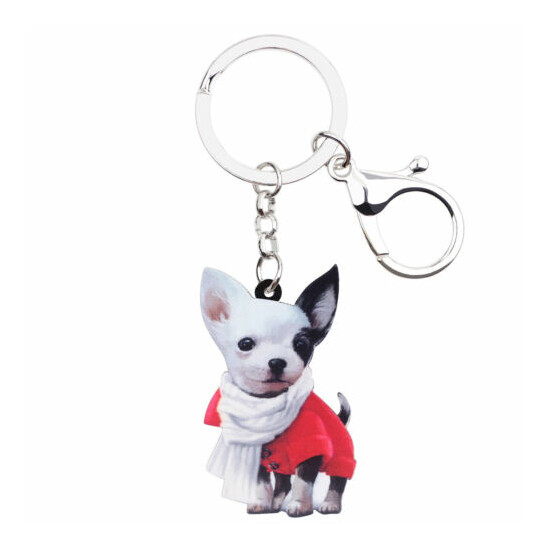 Acrylic Cute Chihuahua Dog Keychains Car Purse Key Ring Pets Jewelry Charm Gifts image {1}
