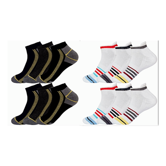 6 Pairs Mens Workwear Trainer Socks Reinforced Heel Toe & Cushioned Soles 6-11 image {1}