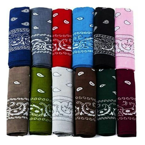 Pack of 10 XLarge Polyester Non Fading PAISLEY Bandanas 27 x 27 Inch - Party and image {2}
