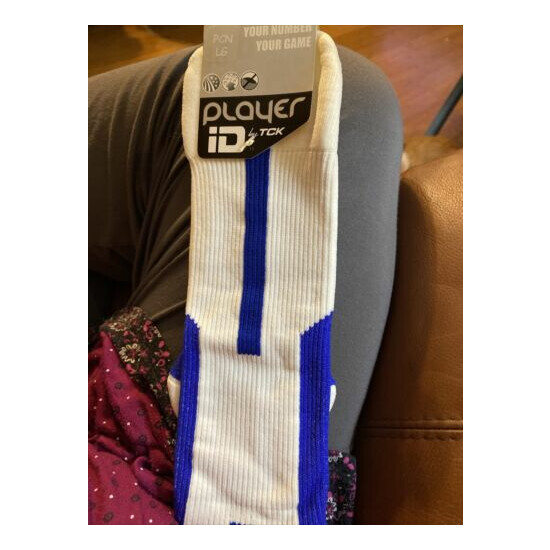 New Adult blue TCK player ID PCN Large blank Sold as a single sock image {1}