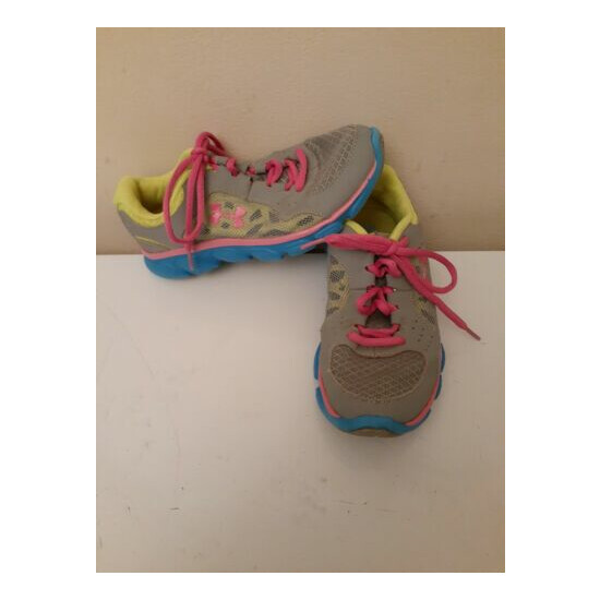 Under Armour Girls Pink Blue Grey Shoes Size 2Y image {1}