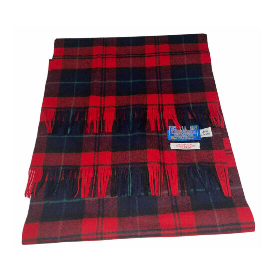 Pendleton Woolen Mills Authentic Machlan Wool Scarf New Condition! Red/Navy image {1}