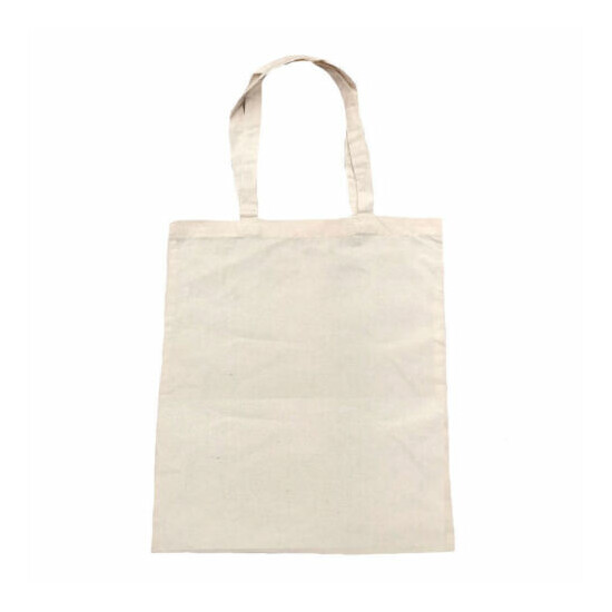 3 Pack Natural Cotton Plain Reusable Grocery Shopping Tote Bags Eco Friendly 16" image {2}