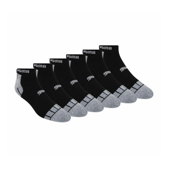 Puma Men's 6 Pack Low Cut Cushioned Sport Athletic Gym Performance Black Socks image {1}