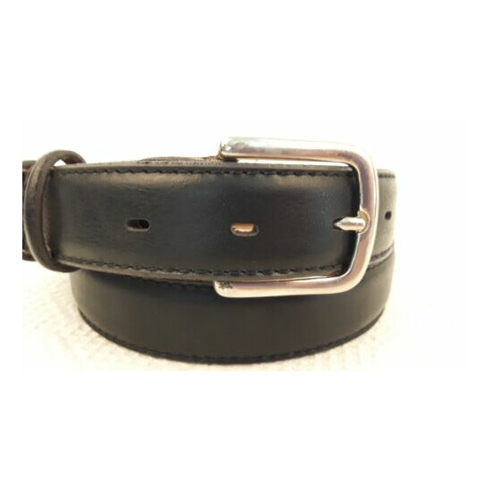 Mens Black Leather Belt Lavorazione Artigianale Size 38 (100) Italy Brass Buckle image {3}