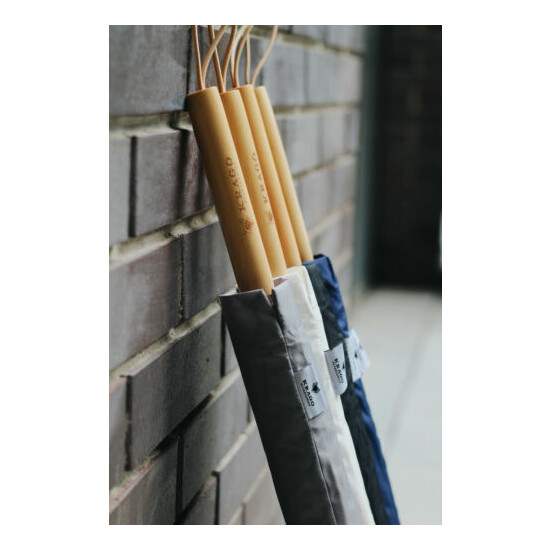 Real Wood Handle 16-ribs Classic Auto Open Stick Umbrella with Blue Canopy image {8}