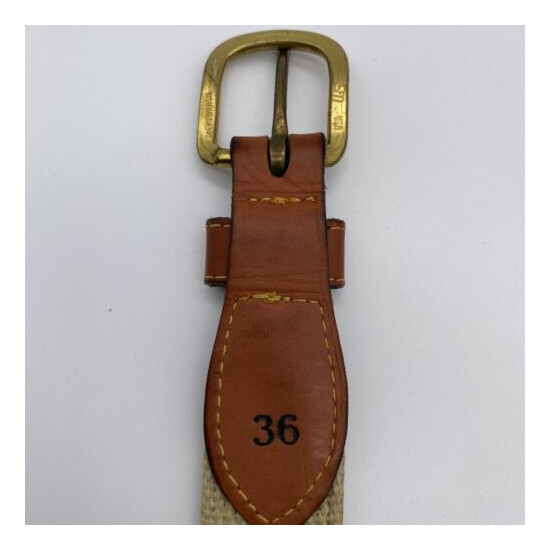 Genuine Leather Canvas Size 36 Brass Buckle Brown Dolphin Mahi Men's Belt image {2}