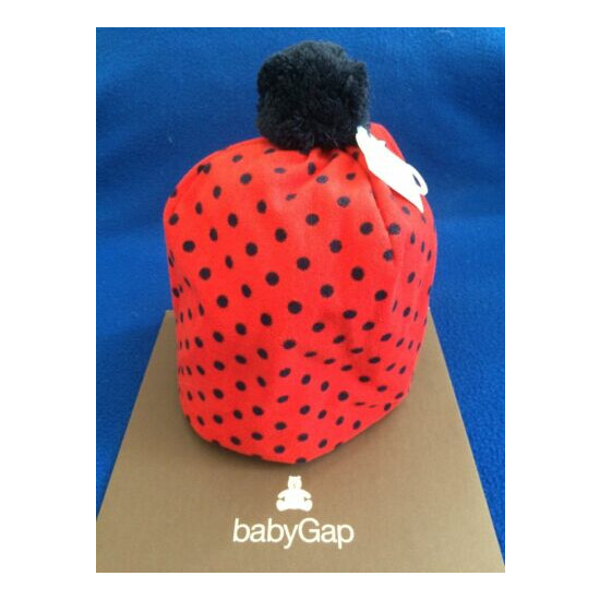 NWT Baby GAP unisex fleece winter hat, red polka dot. Size M/L image {1}