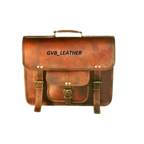 Laptop Satchel Messenger New Bag Men's Genuine Real Leather Handmade Shoulder  image {1}