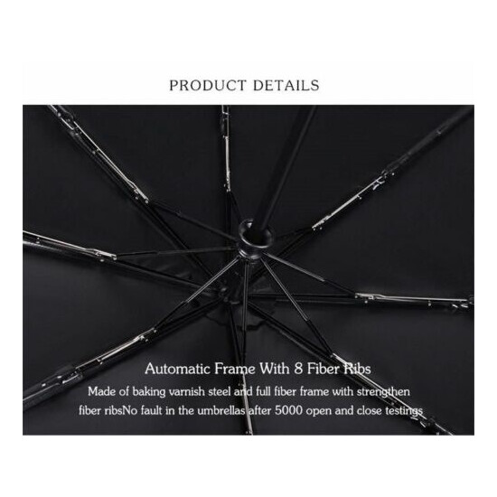 Panmer Fast Drying Travel Black Umbrella Windproof Frame Auto Open and Close image {3}