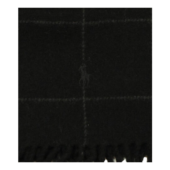 Polo Ralph Lauren Men's Black Plaid Pattern Wool Blend Fringe Scarf image {2}