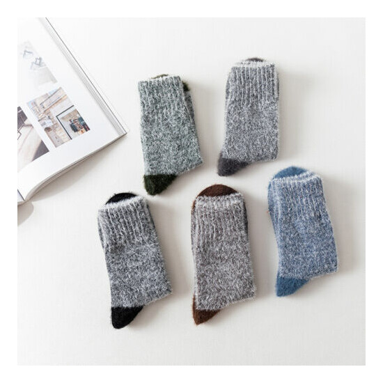 5 Pcs Men's Socks Wool Winter Thermal Soft Thick Chunky Socks Breathable image {3}
