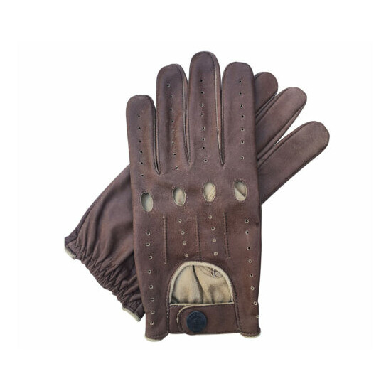Prime Sports Men's Real Cow Nappa Cracker Leather Classic Fashion Driving Gloves Thumb {4}
