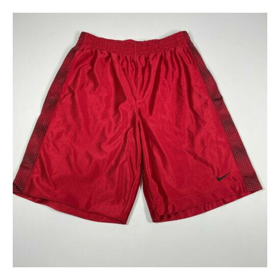 Nike Basketball Red Shorts Athletic Activewear Drawstring Pockets Men's Large image {2}