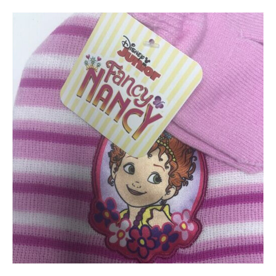 Disney Fancy Nancy Beanie Hat and Gloves Set Kids Youth Warm Cozy image {2}