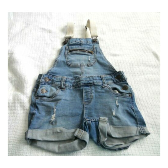 JUSTICE GIRLS SHORTALL BIB OVERALL DISTRESSED SHORTS ~SIZE 8 image {1}