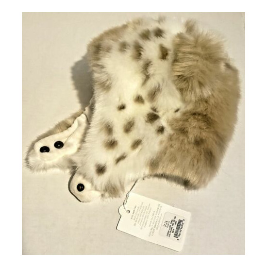 RH Baby & Child Luxe Fur Faux Snow Leopard Animal Hood Hat 0-12M New NWT image {1}