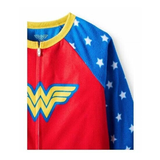 DC Comics Superhero Girls Wonder Woman Sleeper Pajama One PIece Size XS 4-5 image {2}