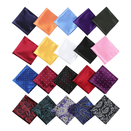 20 Pack Mens Pocket Squares Handkerchiefs Set Assorted Colors With Box NEW image {2}