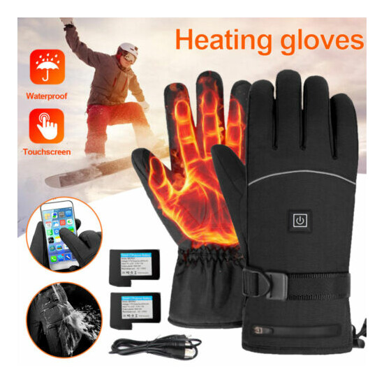 Winter Electric Heated Gloves Battery Powered Touchscreen Windproof Motorcycle image {2}