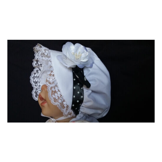Baby Toddler Girls Prairie Style White Rose Bonnet /Sun Hat 3-12M 1-3 years image {1}