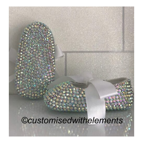 Baby Bling AB Crystal Strass Booties 0-6 Wedding Christening Baby Shower image {2}
