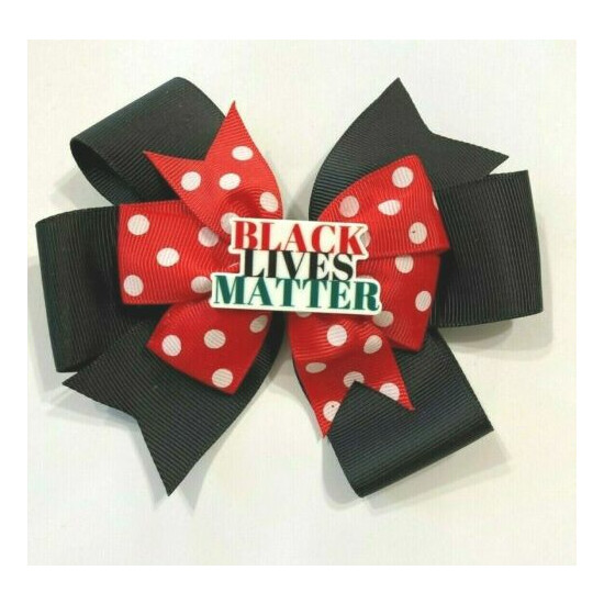 Beautiful Black Lives Matter inspired hair bow for girls.  image {1}