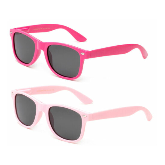 Kids Sunglasses Polarized Girls Pink Frame Cute Classic Retro 1-6 Years UV 100% image {2}