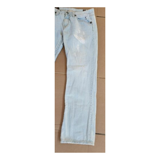 Rivet De Cru Men’s Distressed Jeans “Mae” Relaxed Straight Leg 36x34 light blue image {2}