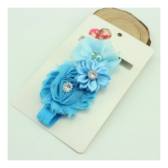 Baby Infant Toddler Girls Satin Flower Headband with Diamante Accent 0-18m image {3}