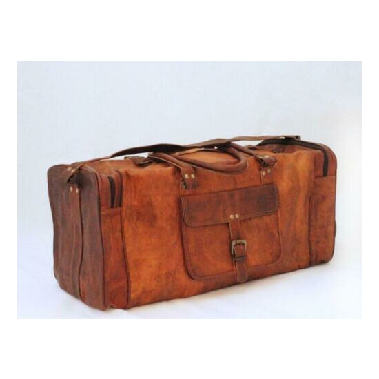 Leather Duffle Travel Bag Men Gym Luggage Genuine Overnight Mens Vintage Duffel image {1}