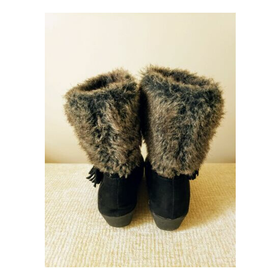 Stevies, Black Suede Boots w/ Faux Fur Size 2 Big Girls image {5}