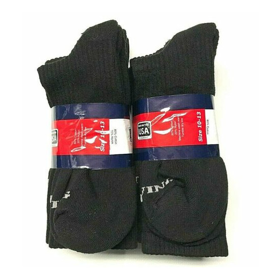  6 Pair Men's Thick Black Work/ Sport Cushioned To Top Crew Sock Size10-13.USA. image {4}