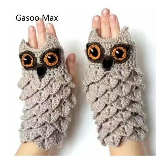 Hand Warmer Crochet Gloves Kids Winter Owl Mittens For Children Baby Boys Girls image {1}