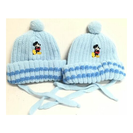 Twin Vintage Walt Disney Productions Mickey Mouse Knit Beanie Toddler Baby Hats image {1}