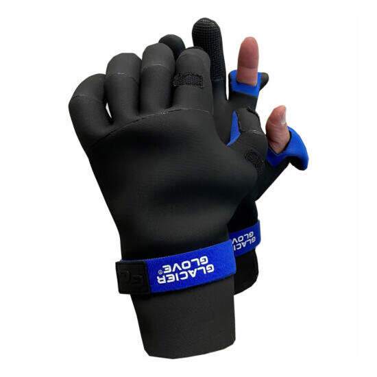 Glacier Glove Waterproof Slit Finger Pro Angler Gloves - Black Thumb {1}